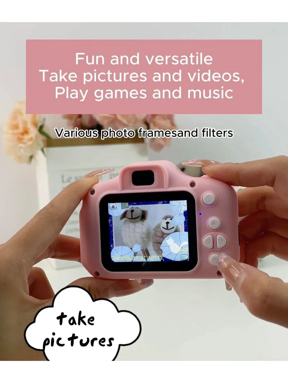 New - ABS portable Mini Canera - 2” Screen - Multi Use Camera - Pink